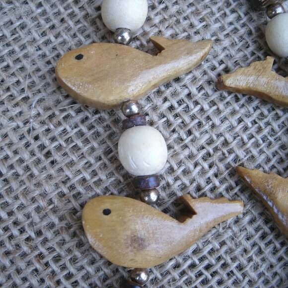 Vintage Handmade Wood Whale Necklace - Picture 7 of 9